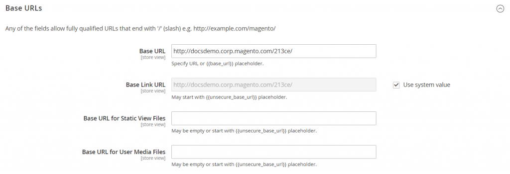 magento store config